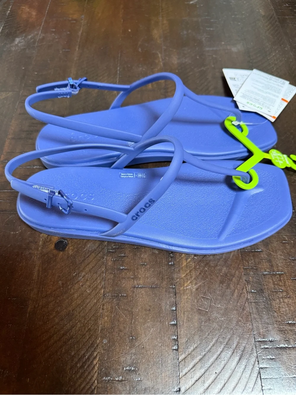 CROCS Lavender Blue Purple T-Strap Slingback Sandals